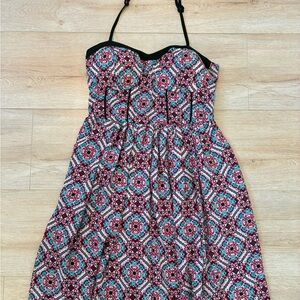 Xhilaration Halter Dress with Pink and Blue Pattern